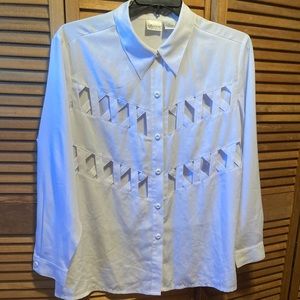 Reflections White Blouse with Attached Vest